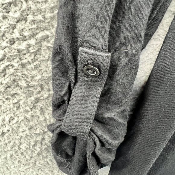 Cynthia Rowley Womens Top Medium Black Long Sleeve Pullover Henley Shirt Stretch - Picture 4 of 10